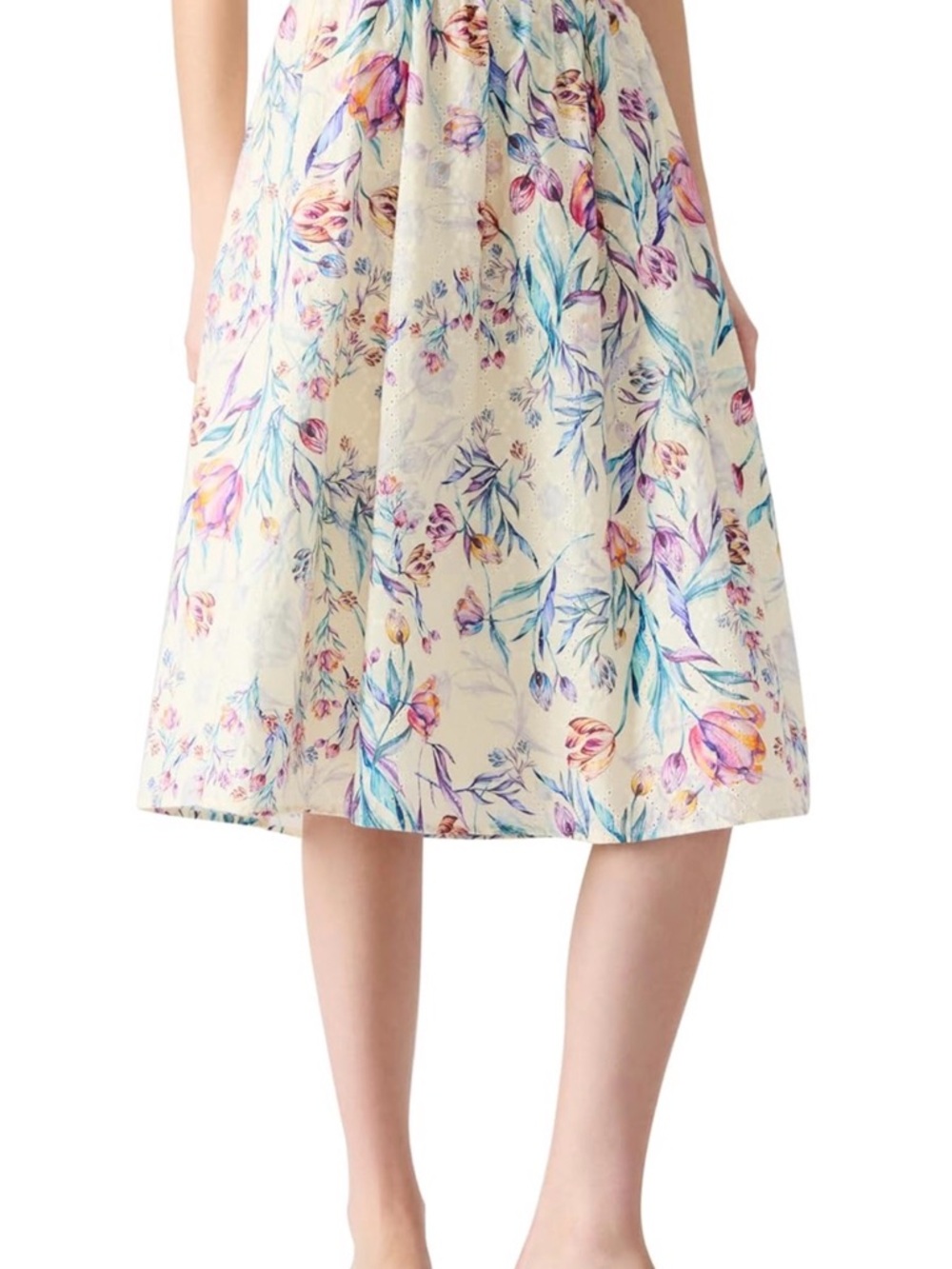 Steve Madden Carlynn Skirt Antique Floral Eyelet Purple and Yellow Floral Skirt